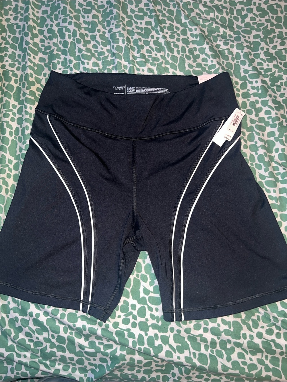 Victoria's Secret Black Bike Shorts with White Piping Accents